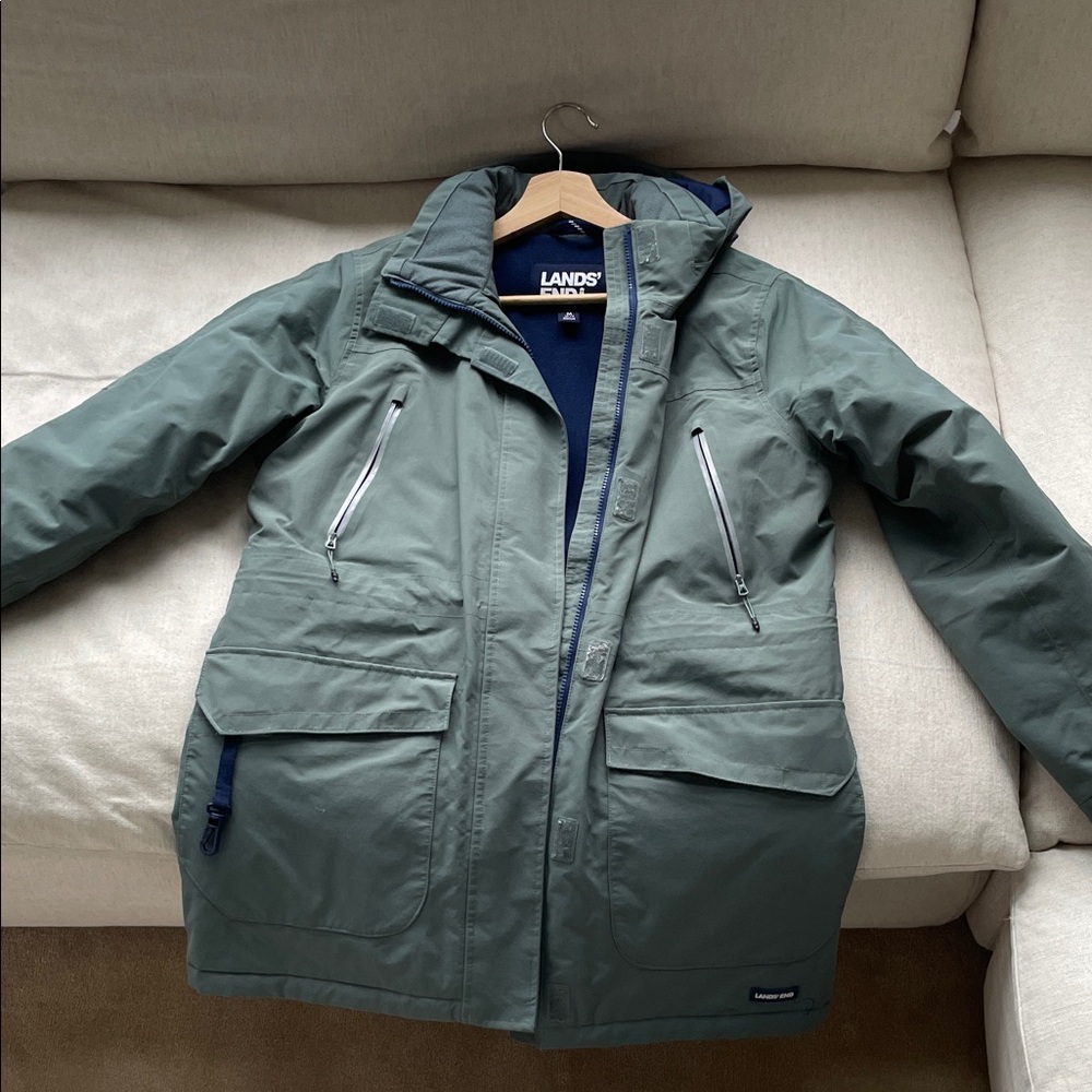 Lands' End Men's Olive Raincoat